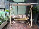 KORORZO德國品牌加厚藤編鐵藝別墅庭院陽(yáng)臺雙人戶(hù)外吊籃秋千椅休閑搖椅 雙人秋千帶頂棚（送坐墊背枕） 曬單實(shí)拍圖