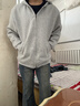 頂峰保羅（Dingfengbaoluo）美式開(kāi)衫連帽衛衣重磅男女春季休閑寬松情侶外套XDS01麻灰色2XL 曬單實(shí)拍圖