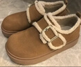 百麗（Belle）復古毛邊雪地靴女冬季新款商場(chǎng)款舒適毛毛鞋勃肯鞋E5N1DDM5 棕色-毛里 37 曬單實(shí)拍圖