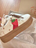 卓詩(shī)尼潦草小狗草莓厚底德訓鞋女26新款冬春增高板鞋女鞋運動(dòng)鞋子 奶油草莓 草莓掛飾「可拆卸」 厚底4.5cm 36 曬單實(shí)拍圖