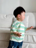 嘟嘟家【云朵T】?jì)和瘲l紋短袖T恤夏款男童圓領(lǐng)上衣夏裝女童彩色衣服童裝 綠色系條紋 90 曬單實(shí)拍圖