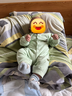 貝瑞加（Babyprints）嬰兒連體衣2件裝男女寶寶純棉衣服柔軟爬服家居內衣四季哈衣 綠73 曬單實(shí)拍圖