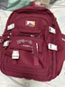 卡特駱減負護脊大容量初中生書(shū)包女高中女生小學(xué)生高顏值大學(xué)生雙肩包女 紅色兩件套【帶徽章+笑臉掛件】 曬單實(shí)拍圖