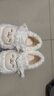 名創(chuàng  )優(yōu)品（MINISO）羊咩咩棉拖鞋女秋冬家居室內厚底月子毛毛拖鞋白色包跟款 36-37 曬單實(shí)拍圖