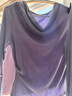 香影一字蕩領(lǐng)t恤女2026春季新款假兩件拼接紫色長(cháng)袖小衫掐腰上衣 紫色 XL 170/92A/125-140斤 曬單實(shí)拍圖