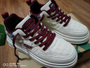 森馬森馬高幫男鞋春季男士潮流百搭男生休閑小白板鞋 米紅 42 曬單實(shí)拍圖