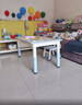 育才兒童桌椅花生桌可升降涂鴉幼兒園學(xué)習畫(huà)畫(huà)桌寶寶積木玩具游戲桌椅 小藍鯨長(cháng)方桌120X60CM 配一椅 曬單實(shí)拍圖