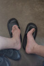 樸西新款EVA踩屎感厚底拖鞋女士居家室內情侶拖鞋男 黑色 42-43 曬單實(shí)拍圖