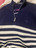Navigare意大利小帆船女士長(cháng)袖針織衫秋冬款舒適半開(kāi)領(lǐng)上衣翻領(lǐng)條紋毛衣女 海軍藍/白 M 碼 曬單實(shí)拍圖