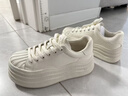 百麗（Belle）簡(jiǎn)約百搭貝殼頭小白鞋女26春新款厚底增高休閑板鞋B3076AM6 米色 37 曬單實(shí)拍圖