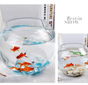 易萌 桌面魚(yú)缸 金魚(yú)缸 玻璃花盆水培 養花養魚(yú)玻璃 球形圓形魚(yú)缸25cm 曬單實(shí)拍圖
