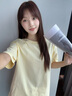 名創(chuàng  )優(yōu)品（MINISO）短袖t恤女2026新款初夏穿搭小個(gè)子打底衫寬松純棉黃色正肩上衣服 曬單實(shí)拍圖