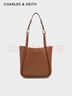 CHARLES&KEITH大容量通勤單肩托特包子母包生日禮物送女友CK2-30782647 Chocolate巧克力色 M 曬單實(shí)拍圖