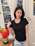 森馬（Semir）【全網(wǎng)熱銷(xiāo)】陳都靈|短袖t恤女短款圓領(lǐng)正肩上衣26夏新款修身內搭 黑色90001-簡(jiǎn)約圓領(lǐng) L 曬單實(shí)拍圖