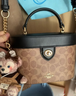 蔻馳（COACH）【品牌直供】女士KAY斜挎手提包棕黃拼黑色CBQ35女神節禮物 曬單實(shí)拍圖