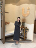 Sellynear孕婦裙子春裝2026新款時(shí)尚簡(jiǎn)約高級顯瘦針織系帶連衣裙 暮色灰 S 曬單實(shí)拍圖