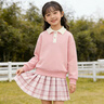 真維斯（Jeanswest）女童衛衣套裝兒童2026新款春裝中大童百褶裙學(xué)院風(fēng)JK半身裙兩件套 櫻花粉趴草莓X+粉 110 【推薦體重30-37斤】 曬單實(shí)拍圖