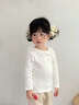 班喜迪女童長(cháng)袖t恤春裝新款洋氣兒童打底衫嬰兒上衣春秋裝寶寶童裝衣服 白色 80 曬單實(shí)拍圖