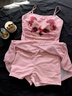 JUZEELY比基尼泳衣女新款溫泉遮肉顯瘦遮肚感保守吊帶連體裙式學(xué)生泳裝 粉色小狗 XL 曬單實(shí)拍圖