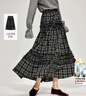 茵曼（INMAN）復古花邊拼接格紋半身裙2026春季女裝新款高腰顯瘦大擺長(cháng)裙 黑白格 S 曬單實(shí)拍圖