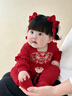 G.duck小黃鴨滿(mǎn)月嬰兒衣服春秋季新生兒連體衣周歲禮服女寶寶唐裝中國風(fēng) 紅色 66cm 66碼0-3月【建議寶寶4-6公斤左右】cm 曬單實(shí)拍圖