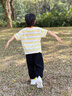 嘟嘟家男童T恤夏季女童條紋短袖夏裝兒童立體卡通上衣寶寶圓領(lǐng)衣服童裝 黃色系條紋 120 曬單實(shí)拍圖