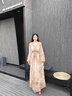 鹿王戀雪高端真絲長(cháng)袖連衣裙女春秋季2026年新款洋氣時(shí)尚輕奢桑蠶絲長(cháng)裙子 咖粉色 3XL 曬單實(shí)拍圖
