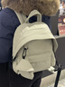 熱風(fēng)戶(hù)外輕便帽檐雙肩包女出游百搭通勤背包簡(jiǎn)約學(xué)生書(shū)包新年禮物 奶油白 曬單實(shí)拍圖