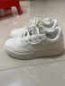 特步奶芙小白鞋女鞋板鞋夏季透氣新款白色鞋子女厚底軟底運動(dòng)鞋休閑鞋 帆白/銀色 35 腳長(cháng)21.5cm（新法碼35.5） 曬單實(shí)拍圖