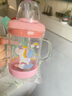 富光兒童牛奶杯帶刻度 寶寶沖泡奶粉吸管水杯耐熱玻璃杯子男女果汁杯 粉色 350ml 曬單實(shí)拍圖
