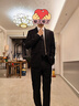 羅蒙西服套裝男士商務(wù)修身西裝男職業(yè)正裝小西服新郎伴郎結婚禮服外套 黑色雙扣【西服+西褲+襯衫】 L /170【100-115斤】+7件禮品 曬單實(shí)拍圖
