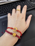周六福平安扣情侶手繩5D硬金黃金轉運珠情侶款 約0.88g 紅繩生日禮物 曬單實(shí)拍圖