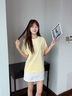 名創(chuàng  )優(yōu)品（MINISO）短袖t恤女2026新款初夏穿搭小個(gè)子打底衫寬松純棉黃色正肩上衣服 曬單實(shí)拍圖