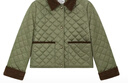 ELLE KIDS童裝 燈芯絨翻領(lǐng)棉服女童冬季新款復古菱格絎棉撞色外套 軍綠色 165 (M) 曬單實(shí)拍圖