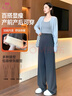 9i9孕婦褲子冬季加絨外穿懷孕不勒肚可調節闊腿褲女休閑褲A120深灰XL 曬單實(shí)拍圖
