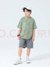 左西男童夏裝套裝2025新款兒童速干運動(dòng)籃球服短袖T恤兩件套 綠色 130 曬單實(shí)拍圖