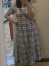ELAND【法國亞麻】衣戀連衣裙女格紋側口袋裙子2025夏季新款淡人 撞色(99)MIX-A款EEOWF24B03 L /170 曬單實(shí)拍圖
