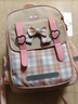 史努比（SNOOPY）小學(xué)生書(shū)包女孩1-3年級學(xué)院風(fēng)格子圖案減負護脊云朵甜美書(shū)包 粉色 曬單實(shí)拍圖
