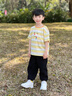 嘟嘟家男童T恤夏季女童條紋短袖夏裝兒童立體卡通上衣寶寶圓領(lǐng)衣服童裝 黃色系條紋 120 曬單實(shí)拍圖