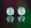 七彩云南翡翠耳釘冰種藍水翡翠耳飾女款玉耳釘銀鑲耳釘情人節生日禮物 曬單實(shí)拍圖