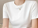 拉夏貝爾短袖t恤女夏季新款圓領(lǐng)純色百搭打底衫內搭基礎款上衣 白色 L 曬單實(shí)拍圖