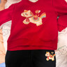 巴布豆（BOBDOG）男童過(guò)年服馬年紅色新年套裝加絨衛衣圓領(lǐng)童裝拜年服  紅+黑 160 曬單實(shí)拍圖