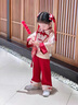 G.duck嬰兒漢服套裝春裝國風(fēng)唐裝抓周宴女寶寶禮服中式過(guò)年分體兩件套裝 紅色 80 （建議寶寶8-10公斤 12-24個(gè) 曬單實(shí)拍圖