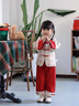 G.duck嬰兒漢服套裝春裝國風(fēng)唐裝抓周宴女寶寶禮服中式過(guò)年分體兩件套裝 紅色 80 （建議寶寶8-10公斤 12-24個(gè) 曬單實(shí)拍圖