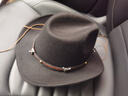 尊題（zunti）帽子男新款金屬牛頭標西部牛仔禮帽秋冬毛呢爵士帽氈帽男女士禮帽 黑色 均碼 曬單實(shí)拍圖