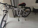 SANGPU折疊自行車(chē)成人山地車(chē)公路學(xué)生男變速賽車(chē)越野單車(chē)通勤城市代步女 旗艦-輻條-白黑【減震+厚輪胎】 24寸21速【適合身高150-170cm】 曬單實(shí)拍圖