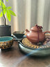 容山堂茗嘉棕絲陶瓷茶盤(pán)紫砂壺承干泡臺儲水小茶盤(pán)壺托杯墊功夫茶具茶承 棕絲壺承-黑陶 曬單實(shí)拍圖