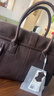裘真手提公文包女士復古大容量通勤頭層植鞣牛皮包包植鞣牛皮 咖啡色-大號 曬單實(shí)拍圖