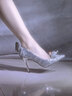 古士旗（GUSKI）水晶高跟鞋女細跟2026春夏新款配裙子婚鞋情人節七夕禮物送女友 銀色+永恒皇冠+透明盒套裝 免費 34 (7厘米) 曬單實(shí)拍圖