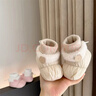 心楠冬季嬰兒鞋子0-1歲男女寶寶新款卡通軟布底加絨保暖加厚保暖棉鞋 卡其色小熊鞋襪 13 cm【內長(cháng)】【建議7-12個(gè)月】 曬單實(shí)拍圖